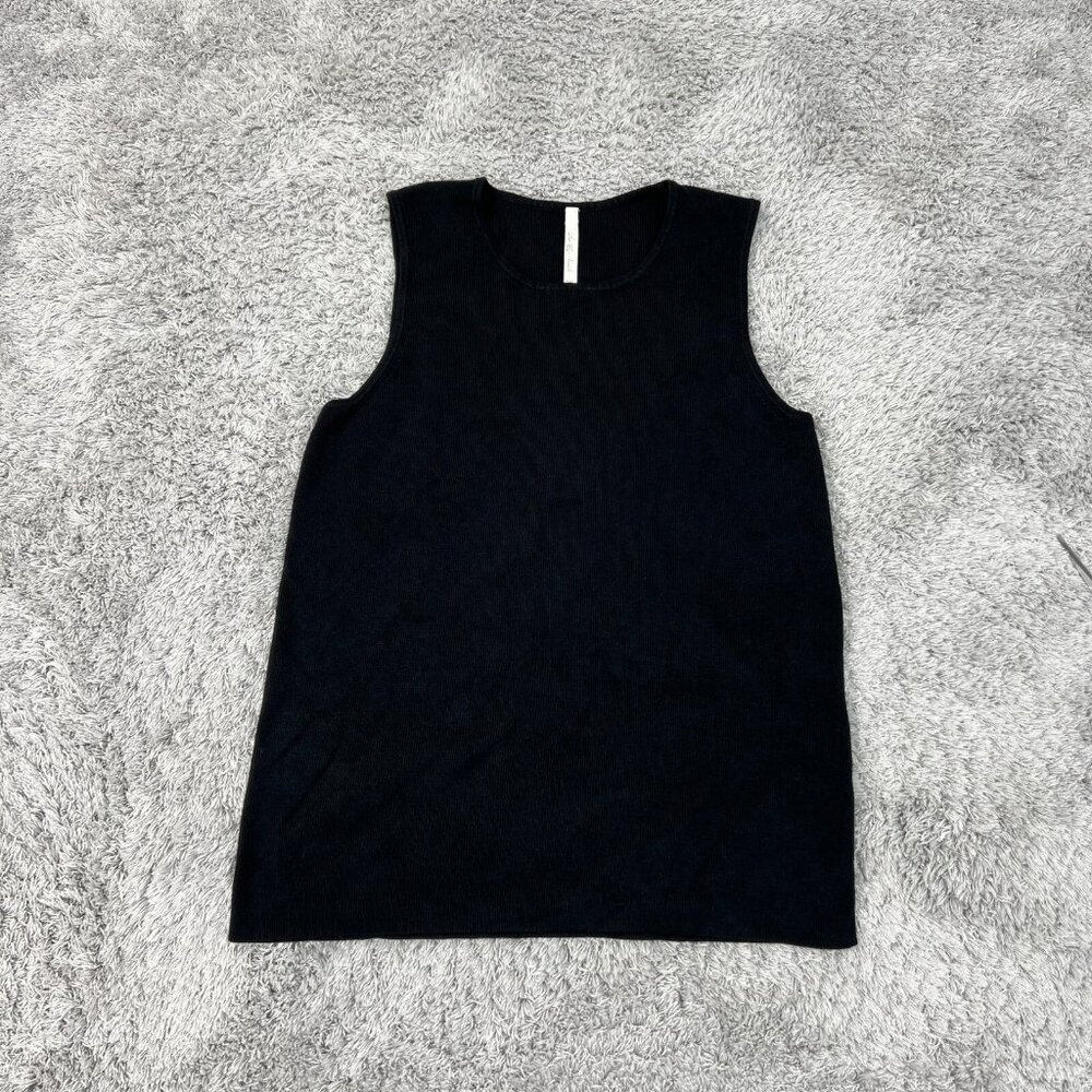 Leo & Nicole Tank Top Women Large Black Solid Knit Sleeveless Casual Stretch